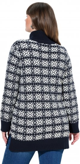 Ulla Popken Eco Cotton Geometric Snowflake Sweater Navy - Puloveri & dukserice - 