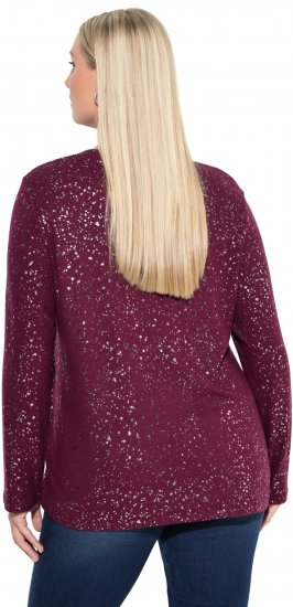 Ulla Popken Metallic Print Extra Soft Christmas Sweatshirt Dark Wine Red - Puloveri & dukserice - 