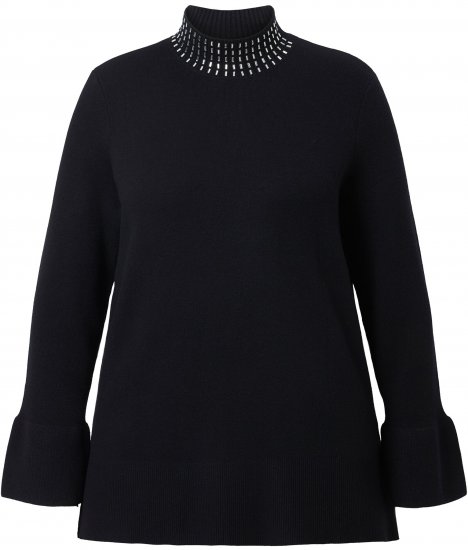 Ulla Popken Flared Sleeve Turtleneck Sweater Black - Puloveri & dukserice - 