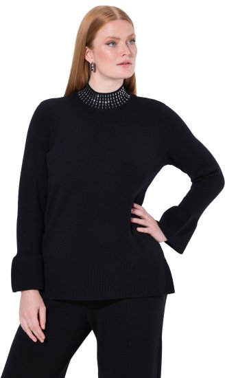 Ulla Popken Flared Sleeve Turtleneck Sweater Black - Puloveri & dukserice - 