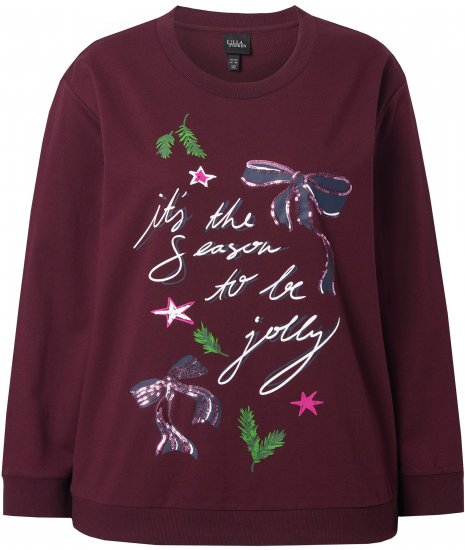 Ulla Popken Sparkling Sequin Bows Christmas Sweatshirt Plum - Puloveri & dukserice - 