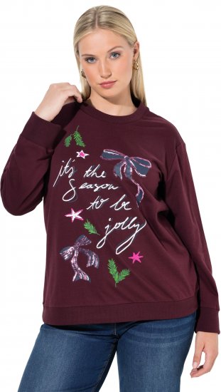 Ulla Popken Sparkling Sequin Bows Christmas Sweatshirt Plum - Puloveri & dukserice - 