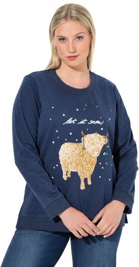 Ulla Popken Let It Snow Sequins Sweatshirt Ink Blue - Puloveri & dukserice - 
