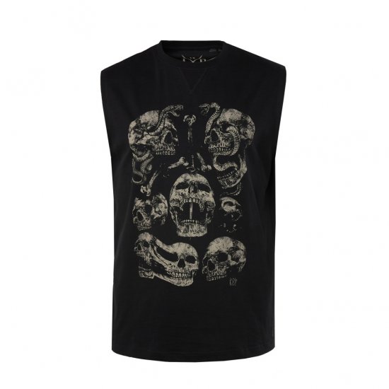 JP1880 Tanktop Skulls Black - Majice Kratkih Rukava - Muške Majice Kratkih Rukava Veliki Brojevi 