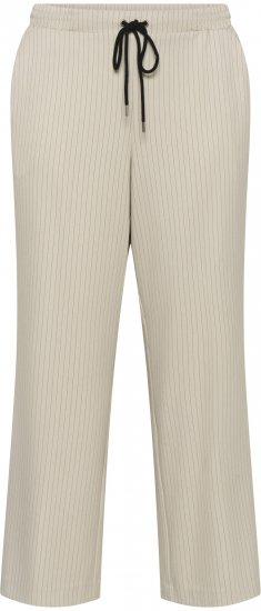 Kaffe Curve Sirana Pants Beige Melange/Black Stripe - Hlače od tkanine - 