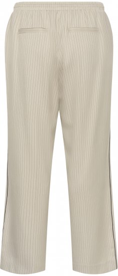 Kaffe Curve Sirana Pants Beige Melange/Black Stripe - Hlače od tkanine - 