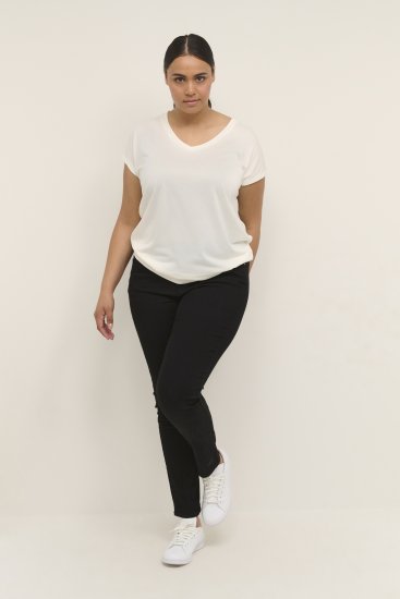 Kaffe Curve Lina V-Neck T-Shirt White - Majice - 