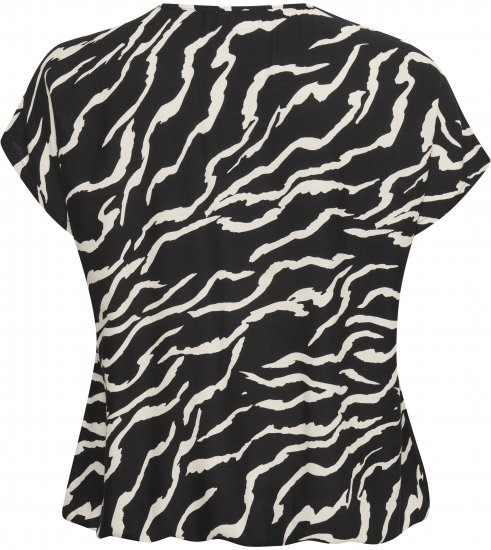 Kaffe Curve Sonna Stanley Top Crna/Antique Zebra uzorak - Majice - 