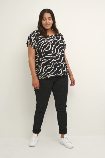 Kaffe Curve Sonna Stanley Top Crna/Antique Zebra uzorak - Majice - 