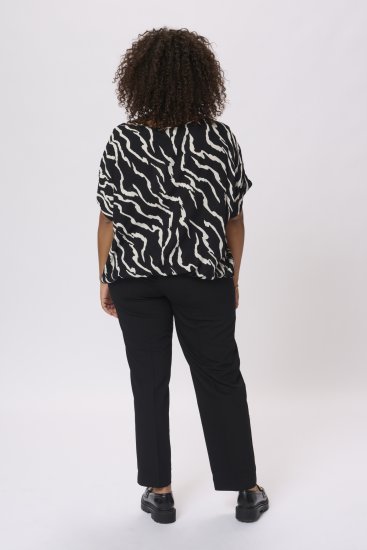 Kaffe Curve Sonna Stanley Top Crna/Antique Zebra uzorak - Majice - 