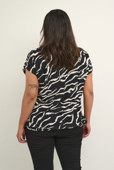 Kaffe Curve Sonna Stanley Top Crna/Antique Zebra uzorak - Majice - 
