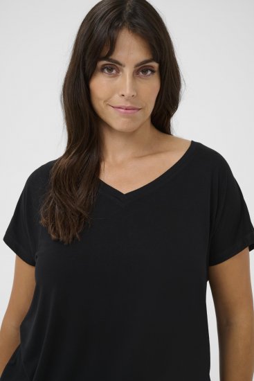 Kaffe Curve Jena V-Neck Majica Duboko crna - Majice - 