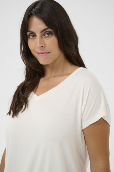 Kaffe Curve Jena V-Neck Majica Chalk - Majice - 