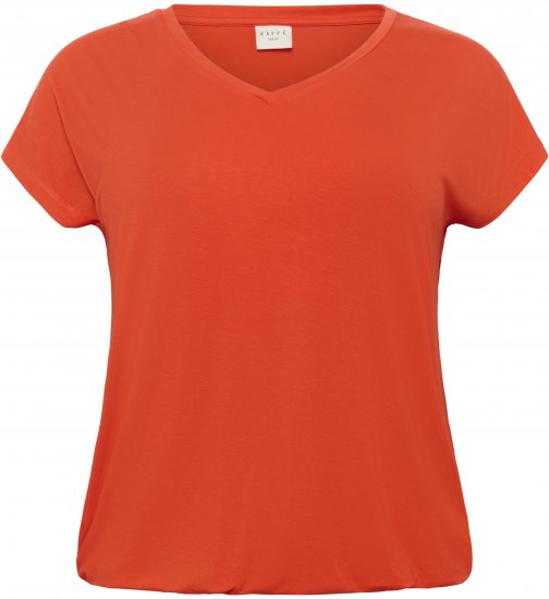Kaffe Curve Jena V-Neck T-Shirt Grenadine Red - Majice - 