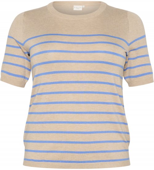 Kaffe Curve Lizzy Prugasti pulover Bež/Plava - Tiskana majica za žene - 