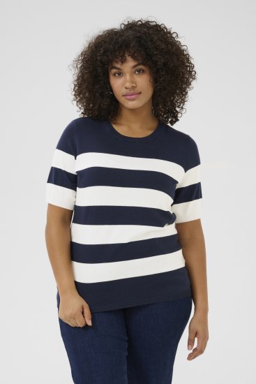 Kaffe Curve Lizzy prugad Džemper Midnight/Chalk pruga - Majice - 