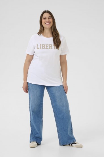 Kaffe Curve June Majica Bijela - Tiskana majica za žene - 