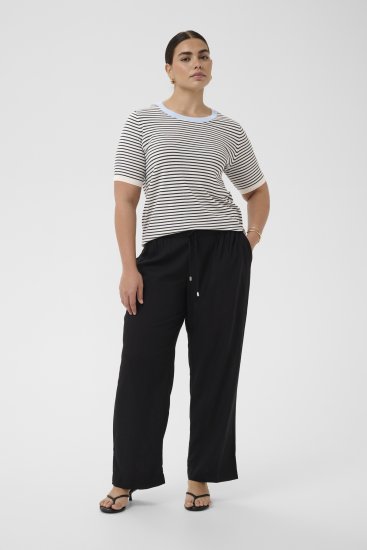 Kaffe Curve Lizzy Knit T-Shirt Chalk/Midnight Fine Stripe - Majice - 