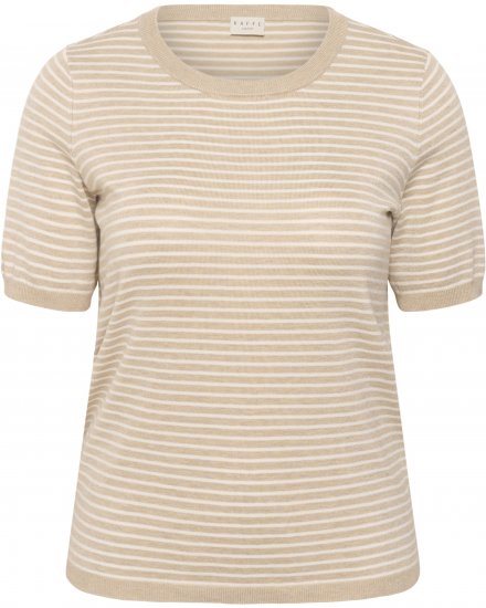 Kaffe Curve Lizzy Knit T-Shirt Feather Melange/Chalk Fine Stripe - Majice - 