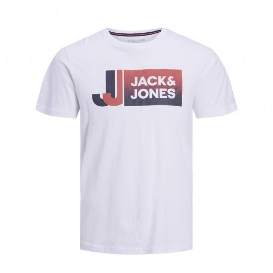 Jack & Jones Logan T-Shirt White - Majice Kratkih Rukava - Muške Majice Kratkih Rukava Veliki Brojevi 