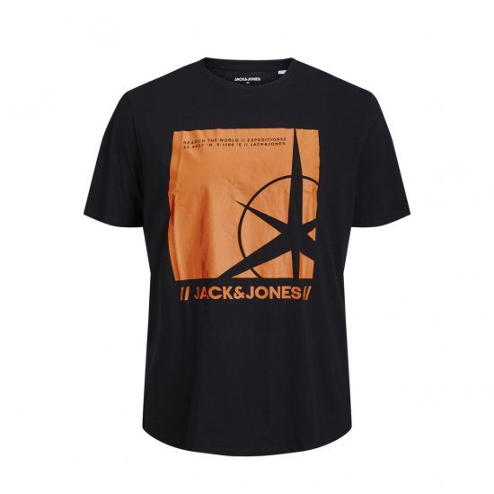 Jack & Jones Conrad T-Shirt Black - Majice Kratkih Rukava - Muške Majice Kratkih Rukava Veliki Brojevi 