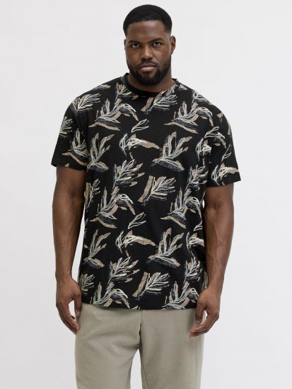 Jack & Jones Montauk T-Shirt Black - Majice Kratkih Rukava - Muške Majice Kratkih Rukava Veliki Brojevi 