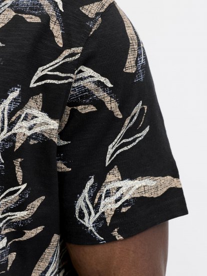 Jack & Jones Montauk T-Shirt Black - Majice Kratkih Rukava - Muške Majice Kratkih Rukava Veliki Brojevi 