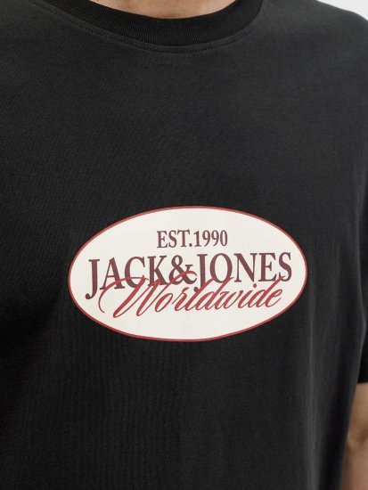 Jack & Jones Catskills Worldwide Majica Crna - Majice Kratkih Rukava - Muške Majice Kratkih Rukava Veliki Brojevi 