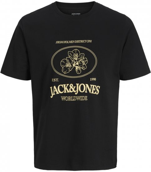 Jack & Jones Nantucket Majica Crna - Majice Kratkih Rukava - Muške Majice Kratkih Rukava Veliki Brojevi 