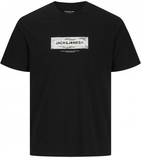Jack & Jones Breeze Branded T-Shirt Black - Majice Kratkih Rukava - Muške Majice Kratkih Rukava Veliki Brojevi 