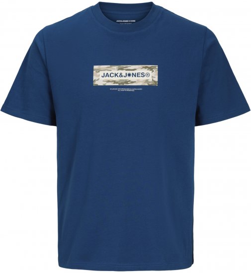 Jack & Jones Breeze Branded T-Shirt Blue - Majice Kratkih Rukava - Muške Majice Kratkih Rukava Veliki Brojevi 