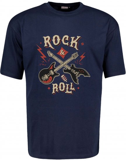 Adamo Rock and Roll Comfort Fit T-Shirt Navy - Majice kratkih rukava s printom - 
