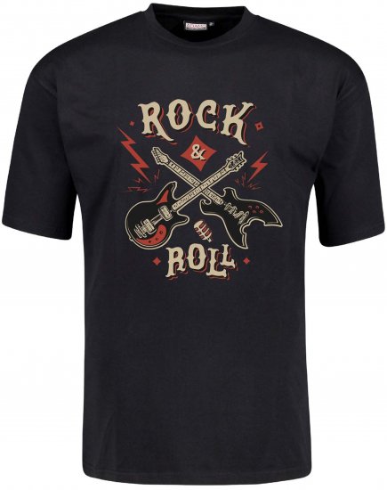 Adamo Rock and Roll Comfort Fit T-Shirt Black - Majice kratkih rukava s printom - 