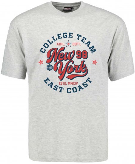 Adamo Motivshirt Comfort Fit College Grey - Majice Kratkih Rukava - Muške Majice Kratkih Rukava Veliki Brojevi 