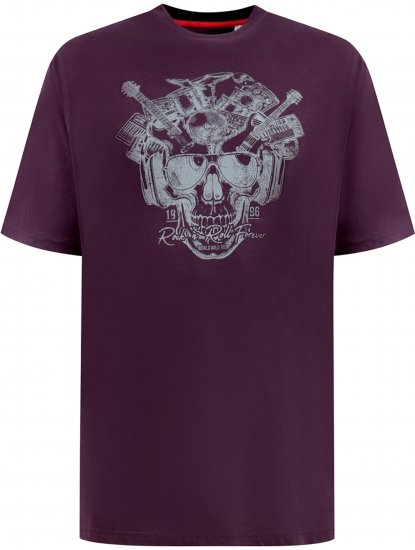 D555 Grimsby Rock n' Roll Skull Printed T-Shirt Burgundy - Majice kratkih rukava s printom - 
