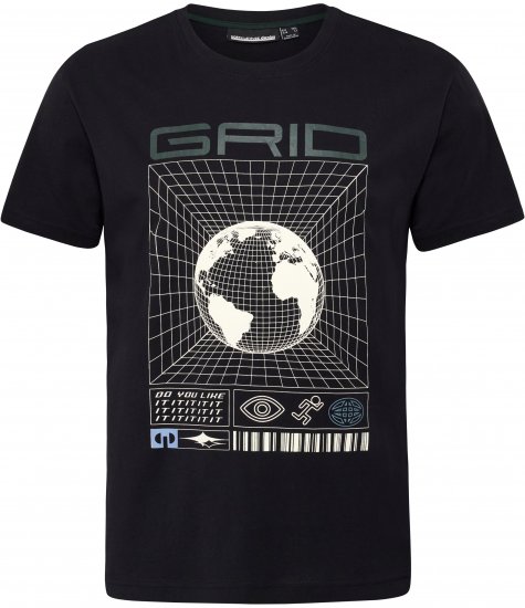 North Latitude 53333 Grid Printed T-Shirt Black - Majice Kratkih Rukava - Muške Majice Kratkih Rukava Veliki Brojevi 
