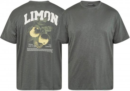 North Latitude 61317 Slub Majica S Printom Na Leđima Tamno Prašnjavo Zelena - Majice Kratkih Rukava - Muške Majice Kratkih Rukava Veliki Brojevi 