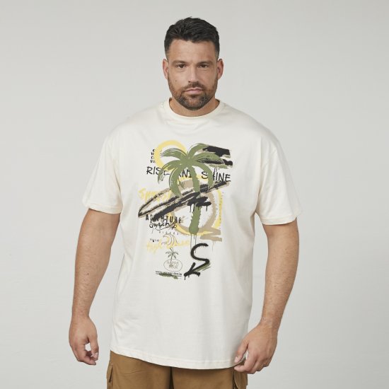 North Latitude 61360 Palm Printed T-Shirt Off White - Majice kratkih rukava s printom - 