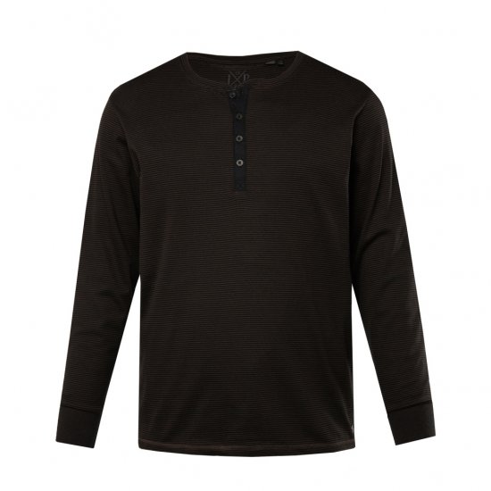 JP1880 T-Shirt Henley Long Sleeve Striped Brown TALL - MUŠKA ODJEĆA MT-6XLT - Odjeća za Visoke Muškarce