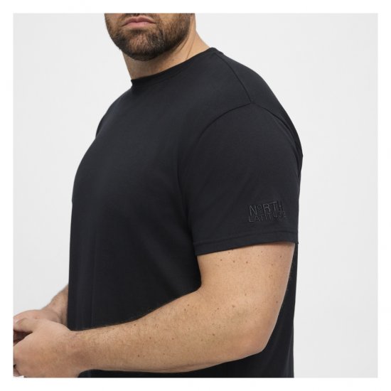 North Latitude T-Shirt O-Neck Black - Majice Kratkih Rukava - Muške Majice Kratkih Rukava Veliki Brojevi 