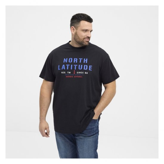North Latitude Logo T-Shirt Black - Majice Kratkih Rukava - Muške Majice Kratkih Rukava Veliki Brojevi 