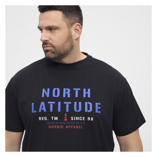 North Latitude Logo T-Shirt Black - Majice Kratkih Rukava - Muške Majice Kratkih Rukava Veliki Brojevi 