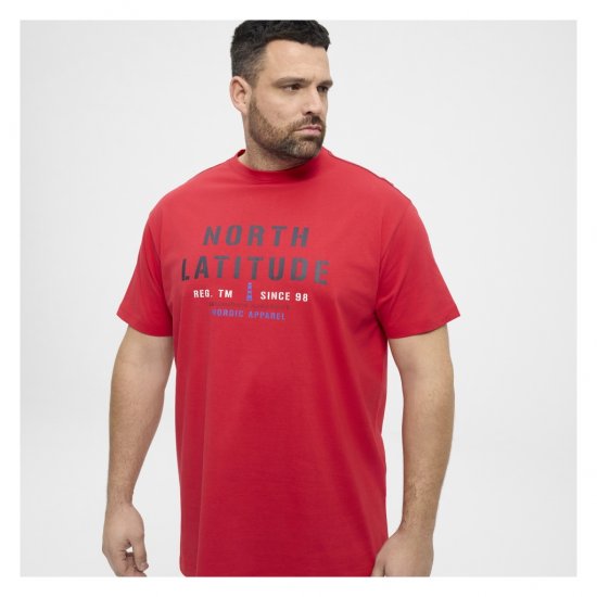 North Latitude Logo T-Shirt Red - Majice Kratkih Rukava - Muške Majice Kratkih Rukava Veliki Brojevi 