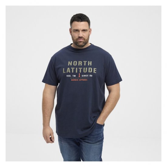 North Latitude Logo T-Shirt Navy - Majice Kratkih Rukava - Muške Majice Kratkih Rukava Veliki Brojevi 