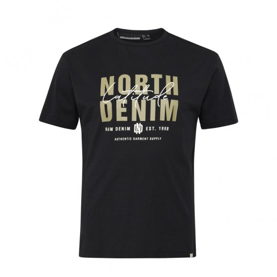 North Latitude Denim Printed Logo T-Shirt Black - Majice Kratkih Rukava - Muške Majice Kratkih Rukava Veliki Brojevi 