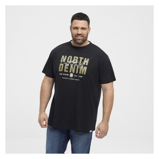 North Latitude Denim Printed Logo T-Shirt Black - Majice Kratkih Rukava - Muške Majice Kratkih Rukava Veliki Brojevi 