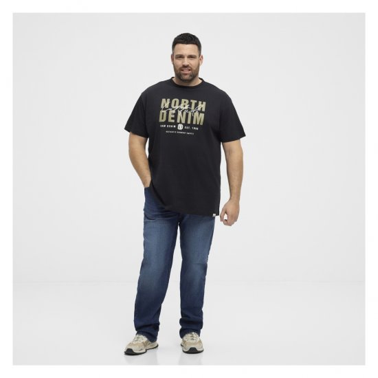 North Latitude Denim Printed Logo T-Shirt Black - Majice Kratkih Rukava - Muške Majice Kratkih Rukava Veliki Brojevi 