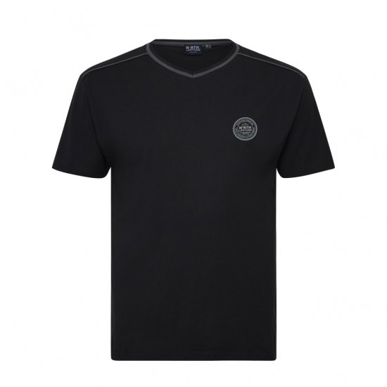 North Latitude Pyjama T-Shirt V-Neck Short Sleeve Black - Pidžame/Loungewear - Muške Pidžame Veliki Brojevi