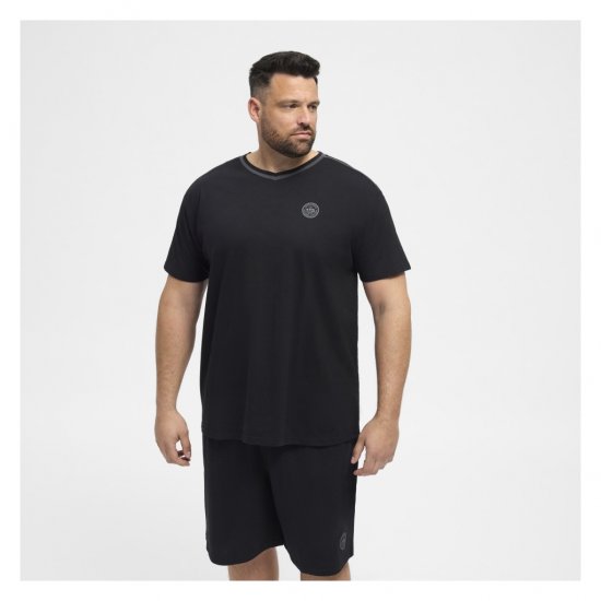 North Latitude Pyjama T-Shirt V-Neck Short Sleeve Black - Pidžame/Loungewear - Muške Pidžame Veliki Brojevi