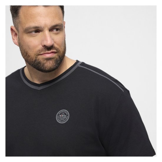 North Latitude Pyjama T-Shirt V-Neck Short Sleeve Black - Pidžame/Loungewear - Muške Pidžame Veliki Brojevi